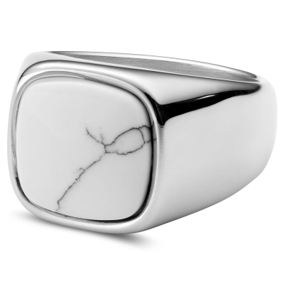 Vit Sten Sigill Ring